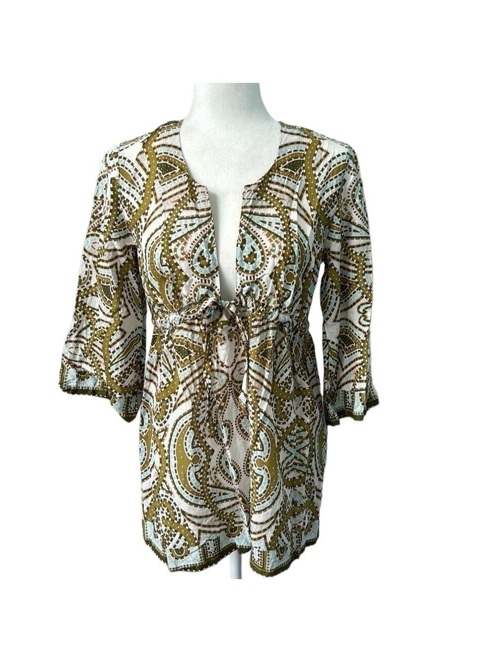 J Crew Paisley Cotton Tunic Swim Coverup Size Medium